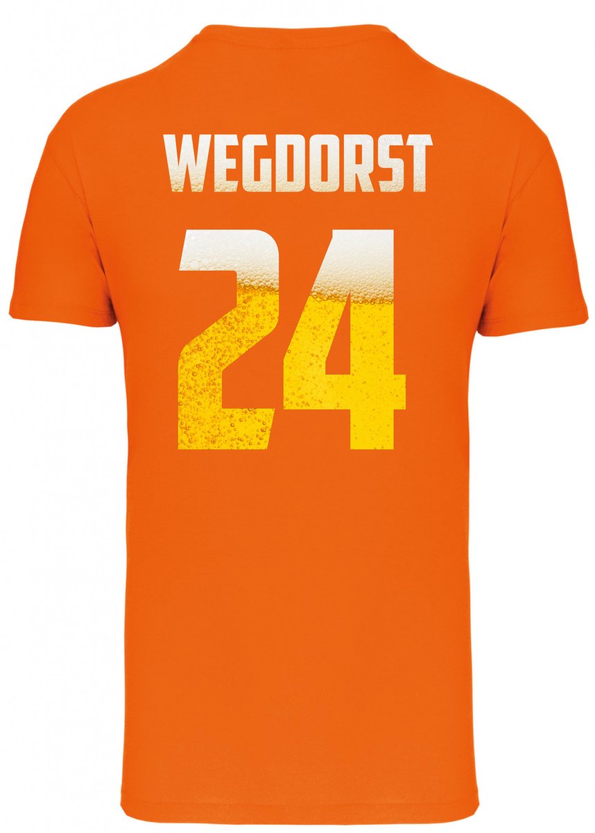 T-shirt Wegdorst 24 Bier | Oranje Holland Shirt | WK 2022 Voetbal | Nederlands Elftal Supporter | Oranje | maat XS
